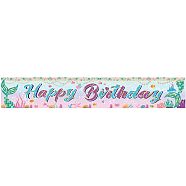 Polyester Hanging Banners Children Birthday, Birthday Party Idea Sign Supplies, Happy Birthday, Black, 300x50cm(AJEW-WH0190-025)