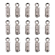 Tarnish Resistant 201 Stainless Steel Fold Over Crimp Cord Ends, Stainless Steel Color, 10x3.5x3mm, Hole: 1mm(STAS-R055-08)