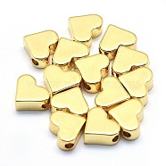 Brass Beads, Lead Free & Cadmium Free & Nickel Free, Heart, Real 18K Gold Plated, 6x7x3mm, Hole: 1.2mm(X-KK-P155-78G-NR)