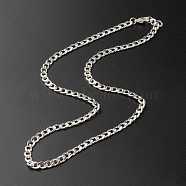 304 Stainless Steel Curb Chain Necklaces, Stainless Steel Color, 17.72 inch(450mm)(NJEW-JN03555)