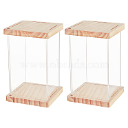Assembled Transparent Acrylic and Wood Display Boxes, Dust-Proof Cases, for Models, Building Blocks, Doll Display Holders, Clear, Finish Product: 8.05x8.1x12.9cm(AJEW-WH0324-30)