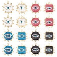 Nbeads 16Pcs 8 Style Rack Plating Printed Alloy Pendants, with Enamel and ABS Plastic Imitation Pearl, Cadmium Free & Nickel Free & Lead Free, Square & Sun with Eye, Light Gold, Mixed Color, 33~36x29.5~31x3.5~4mm, Hole: 1.8~2mm, 2pcs/style(ENAM-NB0001-64)
