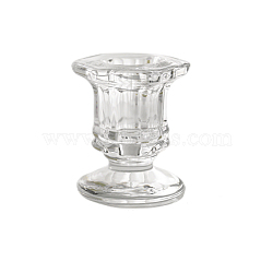 Glass Candlestick Holder, Pillar Candle Centerpiece, Perfect Home Party Decoration, Clear, 5.2x6cm(CAND-PW0013-50B)
