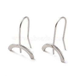 925 Sterling Silver Stud Earrings Findings, Arch, Platinum, 18x13mm, Pin: 0.7mm(STER-Z007-07P)