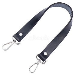 Leather Bag Handles, with Swivel Clasps, for Handbag Replacement Accessories, Black, 350x1.7cm(DIY-WH0366-83A)