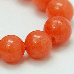 Natural Mashan Jade Round Beads Strands, Dyed, Tomato, 4mm, Hole: 1mm, about 98pcs/strand, 15.7 inch(G-D263-4mm-XS21)