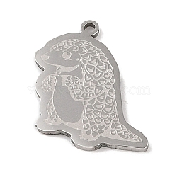 Non-Tarnish 304 Stainless Steel Pendants, Pangolin Charm, Stainless Steel Color, 24.5x23.5x1.5mm, Hole: 1mm(STAS-C095-28P)