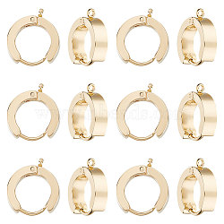 12Pcs 201 Stainless Steel Huggie Hoop Earrings Findings, with Vertical Loops & 316 Surgical Stainless Steel Pins, Ring, Golden, 15x13x4mm, Hole: 1.4mm, Pin: 1mm(STAS-UN0043-22)