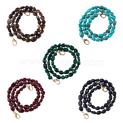 Givenny-EU 5Pcs 5 Colors Acrylic Beads Bag Strap, with Alloy Clasps, for Bag Replacement Accessories, Mixed Color, 60x0.1~1cm, 1pc/color(FIND-GN0001-07)