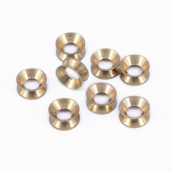 Brass Spacer Beads, Nickel Free, Wheel, Raw(Unplated), 9x4mm, Hole: 4.5mm