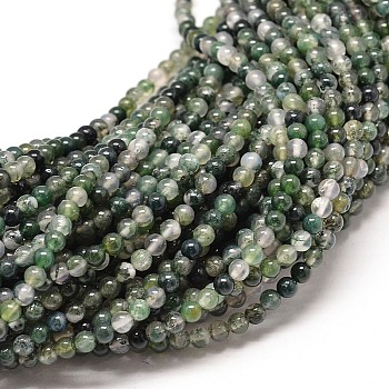 Natural Moss Agate Round Bead Strands, 8mm, Hole: 1mm, about 49pcs/strand, 16 inch