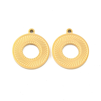 Ion Plating(IP) 304 Stainless Steel Pendants, Laser Cut, Round Ring Charm, Golden, 16x14x1.6mm, Hole: 1.2mm