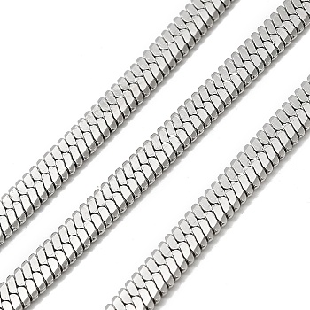 304 Stainless Steel Flat Snake Chains, with Spool, Soldered, Stainless Steel Color, 5x1.5mm