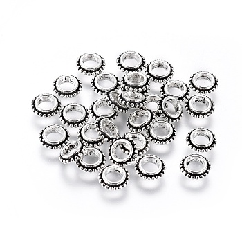 Tibetan Style Alloy Spacer Beads, Donut, Cadmium Free & Nickel Free & Lead Free, Antique Silver, 8x2.5mm, Hole: 4mm