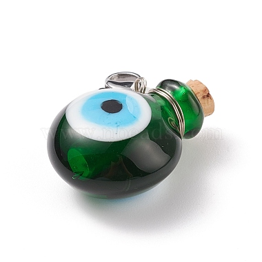 Décorations de pendentif de bouteille de parfum mauvais œil au chalumeau fait à la main(HJEW-JM00663)-4