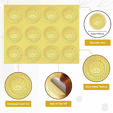 12 Sheets Self Adhesive Gold Foil Embossed Stickers(DIY-WH0451-027)-3