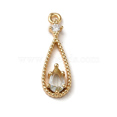 Golden Clear Teardrop Brass+Cubic Zirconia Pendants