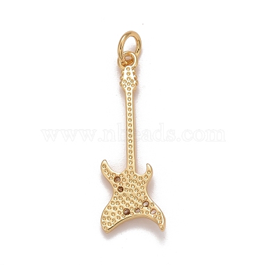 Brass Clear Cubic Zirconia Pendants(KK-M229-51G)-2