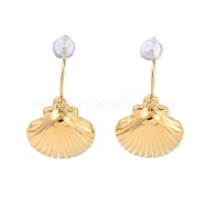 304 Stainless Steel Dangle Earrings for Women, Shell Shape, Golden, 23x15mm(EJEW-Z047-02G)
