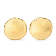 Ion Plating(IP) 304 Stainless Steel Flat Round Ear Studs for Women, Real 18K Gold Plated, 12x12.5mm(EJEW-P234-13G)