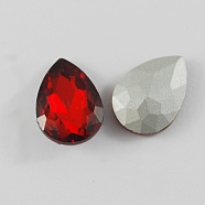 Glass Pointed Back Rhinestone, Back Plated, Faceted, Teardrop, Red, 25x18x8mm(RGLA-Q003-7)
