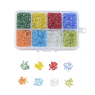 12/0 Round Glass Seed Beads, Transparent Colours Lustered, Round Hole, Mixed Color, 12/0, 2mm, Hole: 1mm, 8colors, 23g/color, 184g/box(SEED-JP0007-17)