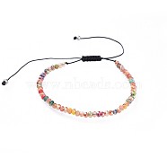 Adjustable Electroplate Glass Braided Bead Bracelets, with Nylon Thread and 304 Stainless Steel Spacer Beads, Colorful, 1-5/8 inch~3 inch(4.1~7.8cm)(BJEW-JB04588-04)
