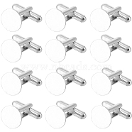 20Pcs Brass Cufflinks for Men, Flat Round, Platinum, 17x18.5x10mm(FIND-SC0009-26)