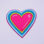 Computerized Embroidery Cloth Iron on/Sew on Patches, Costume Accessories, Appliques, Heart, Colorful, 57x59x1.5mm(DIY-TAC0007-79)