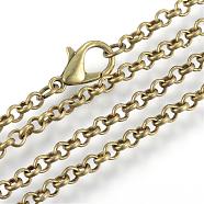 Iron Rolo Chains Necklace Making, with Lobster Clasps, Soldered, Antique Bronze, 29.5 inch(75cm)(MAK-R015-75cm-AB)