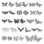 45pcs 15 styles Halloween Alloy Enamel & Tibetan Style Pendants, Butterfly with Skull & Moth & Bat Charm, Antique Silver, 13.5~39x20~45.5x2~4mm, Hole: 1.2~10x8mm, 3pcs/style(ENAM-AR0001-56)
