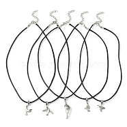 Antique Silver Alloy Bird Pendant Necklaces, with Imitation Leather Cords, Mixed Shapes, 17.20 inch(43.7cm)(NJEW-JN04558)