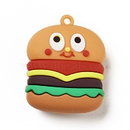 PVC Plastic Pendants, Imitation Food, Hamburger, Colorful, 43.5x34.5x18mm, Hole: 3mm(KY-D016-10)