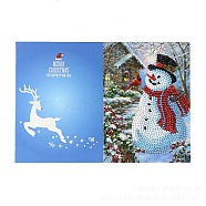 DIY Diamond Painting Greeting Card Kits, including Paper Card, Paper Envelope, Resin Rhinestones, Diamond Sticky Pen, Tray Plate and Glue Clay, Snowman Pattern, Paper: 180x260mm, 1pc(DIAM-PW0001-185H)
