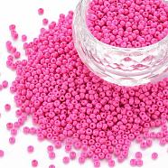 11/0 Grade A Round Glass Seed Beads, Baking Paint, Pearl Pink, 2.3x1.5mm, Hole: 1mm, about 48500pcs/pound(SEED-N001-A-1044)
