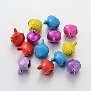 Iron Pendants, Bell Shape, Nice For Christmas Day Decoration, Mixed Color, about 8x10mm, hole: about 1.5mm(X-E197)