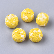 Resin Beads, Imitation Gemstone Chips Style, Rondelle, Yellow, 15x11mm, Hole: 2.5mm(RESI-T024-20H)