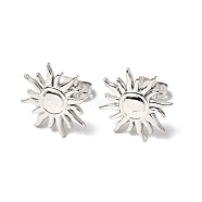 304 Stainless Steel Sun Stud Earrings for Women, Stainless Steel Color, 14.5mm, Pin: 0.7mm(EJEW-F300-10P)