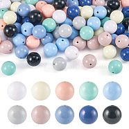 100Pcs 10 Colors Opaque Acrylic Beads, Round, Mixed Color, 19.5~20x19~20mm, Hole: 2.2~3mm, 10pcs/color(MACR-BT0001-06)