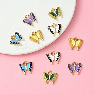 10Pcs 5 Colors Alloy Enamel Pendants, Cadmium Free & Nickel Free & Lead Free, Golden, Butterfly Charm, Mixed Color, 17x18x2.5mm, Hole: 1.2mm, 2pcs/color(ENAM-YW0003-78)