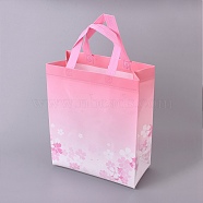 Gloss Lamination Printing Eco-Friendly Reusable Bags, Non Woven Fabric Shopping Bags, Handle Random Color, Flamingo, 26.75x12.55x32.9cm(ABAG-L004-T03)