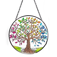 Acrylic Tree of Life Hanging Ornament, for Home Window Wall Home Decoration, Colorful, 160mm(TREE-PW0001-89D)