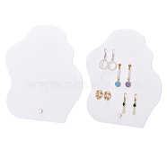 Acrylic Earring Display Stands, with Platinum Tone Iron Findings, Polygon, White, 19.2x7x20.8cm, Hole: 2~4.5mm(EDIS-WH0006-28B)