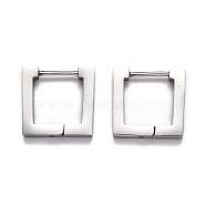 304 Stainless Steel Square Huggie Hoop Earrings, Stainless Steel Color, 14x14.5x3mm, Pin: 1mm(STAS-H156-09B-P)