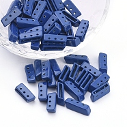 Spray Painted Alloy Multi-Strand Links, For Tile Elastic Bracelets Making, Rectangle, Marine Blue, 5x14x4mm, Hole: 1mm(PALLOY-G268-H-048)