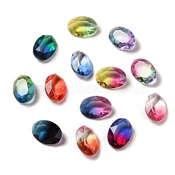 Faceted K9 Glass Rhinestone Cabochons, Pointed Back, Oval, Mixed Color, 18x13x6mm(GGLA-B002-03)
