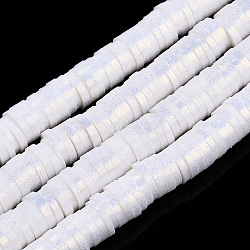Handmade Polymer Clay Beads Strands, Pearlized, Disc/Flat Round, Heishi Beads, White, 6mm, Hole: 1.5mm, 15.75''(40cm)(CLAY-CJC0015-01D)