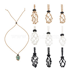 9Pcs 9 Style Adjustable Braided Waxed Polyester Cord Macrame Pouch Necklace Making, Interchangeable Stone, with Black Gemstone Beads, Mixed Color, 19-1/8 inch(48.5cm)~19-7/8 inch(505mm), 1pc/style, 3pcs/set(NJEW-FW0001-04)