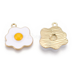 Alloy Pendants, with Enamel, Cadmium Free & Lead Free, Light Gold, Poached Egg, White, 19.5x19x3mm, Hole: 2mm(ENAM-S119-068-RS)