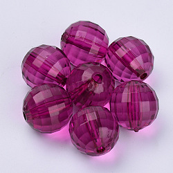 Transparent Acrylic Beads, Faceted, Round, Medium Violet Red, 20x19.5mm, Hole: 2.9mm(X-TACR-Q254-20mm-V65)